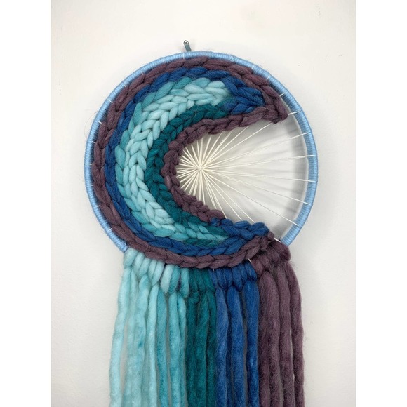 Blue Moon Weaving | Moon Macrame | Moon Wall Hanging | Nursery Moon Art - Picture 3 of 10